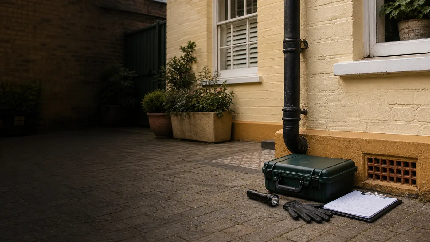 Professional pest-control inspection equipment outside a Margate property