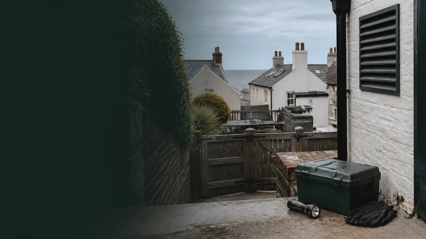 Professional pest-control equipment outside a mixed residential and commercial Thanet property